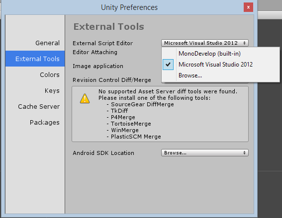 change to visual studio unity 2019